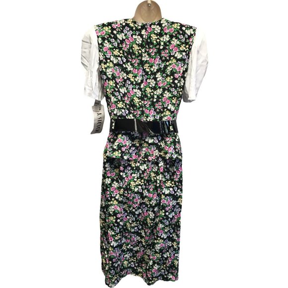 RJ Stevens Peplum Rayon Floral Belted Secretary Dress 10 Vintage 80's But NWT - Picture 5 of 8